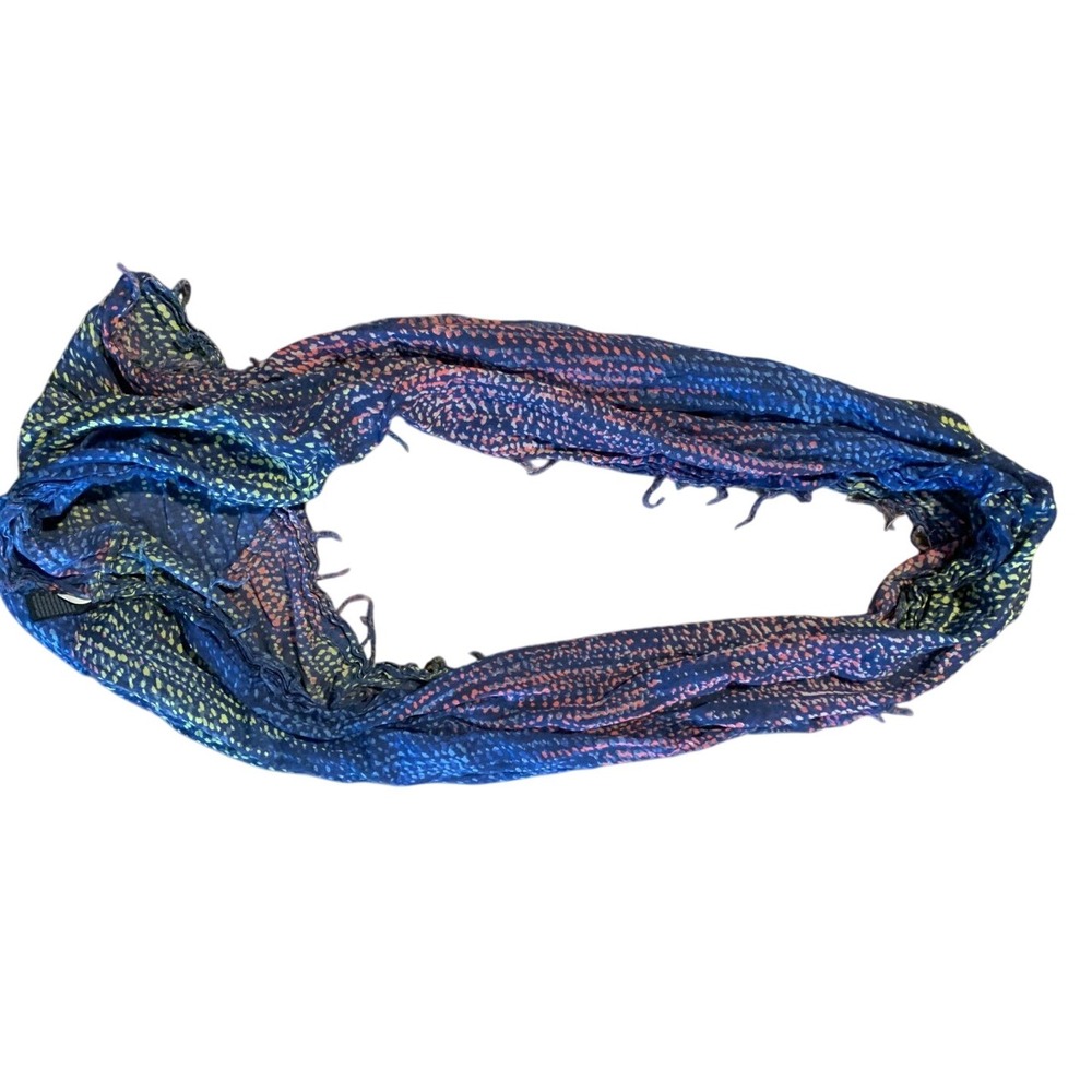 Printed Infinity Scarf Blue Yellow Orange Lightweight Fashion‎ Accessory